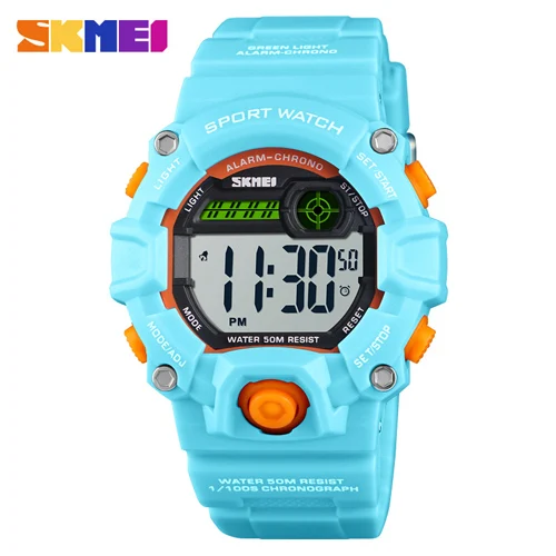 SKMEI Модные кварцевые цифровые часы для мальчиков и девочек дети Водонепроницаемый часы Спорт на открытом воздухе двойной Дисплей детские наручные часы montre enfan - Цвет: Light Blue