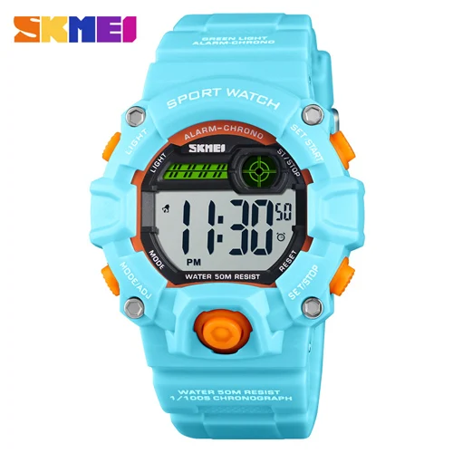 Light Blue SKMEI Модные кварцевые цифровые часы для мальчиков и девочек дети Водонепроницаемый часы Спорт на открытом воздухе двойной Дисплей детские наручные часы montre enfan - Цвет: Light Blue