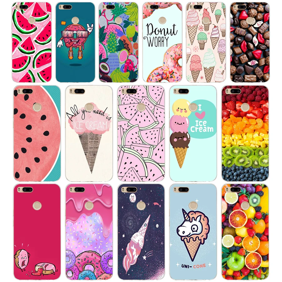 

59SD Food Donuts Chocolate Ice Cream Cartoon Soft Silicone Tpu Cover phone Case for xiaomi redmi 4A 4X note 4 4x mi A1 A2 lite