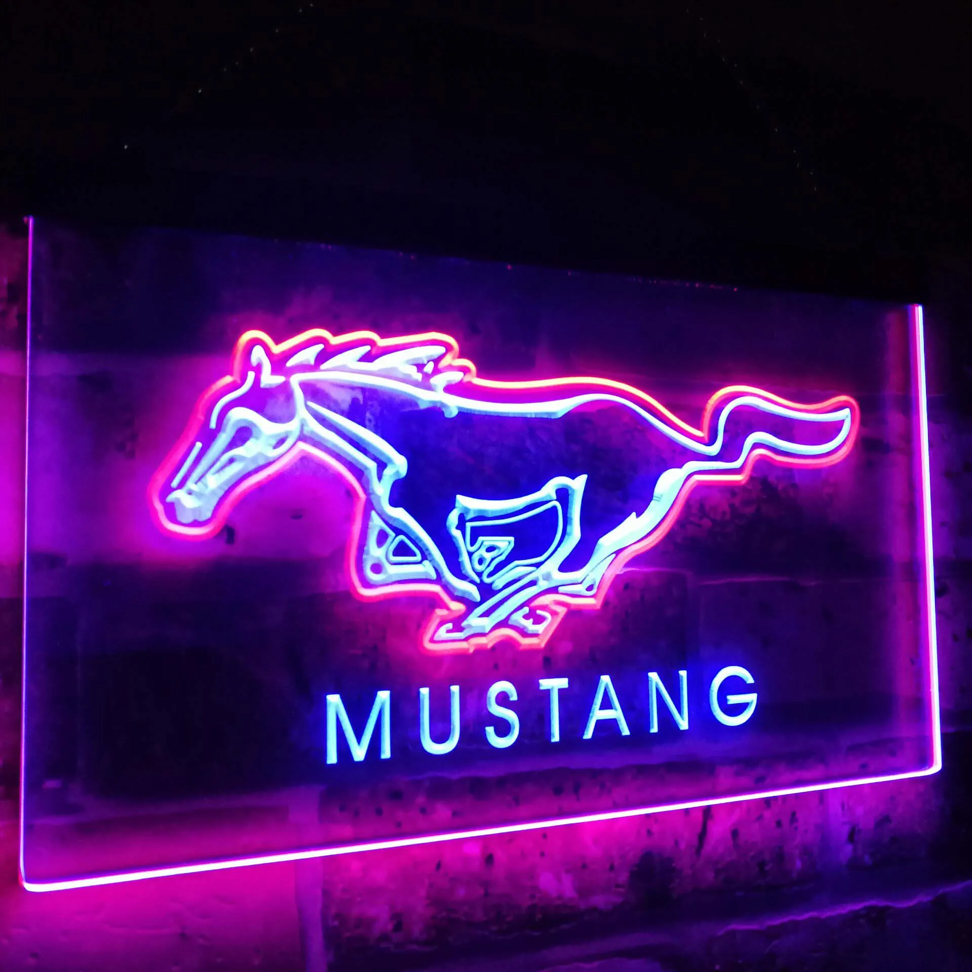 Mustang Ford Horse Car Bar украшение в подарок двухцветный светодиодный неоновый светильник