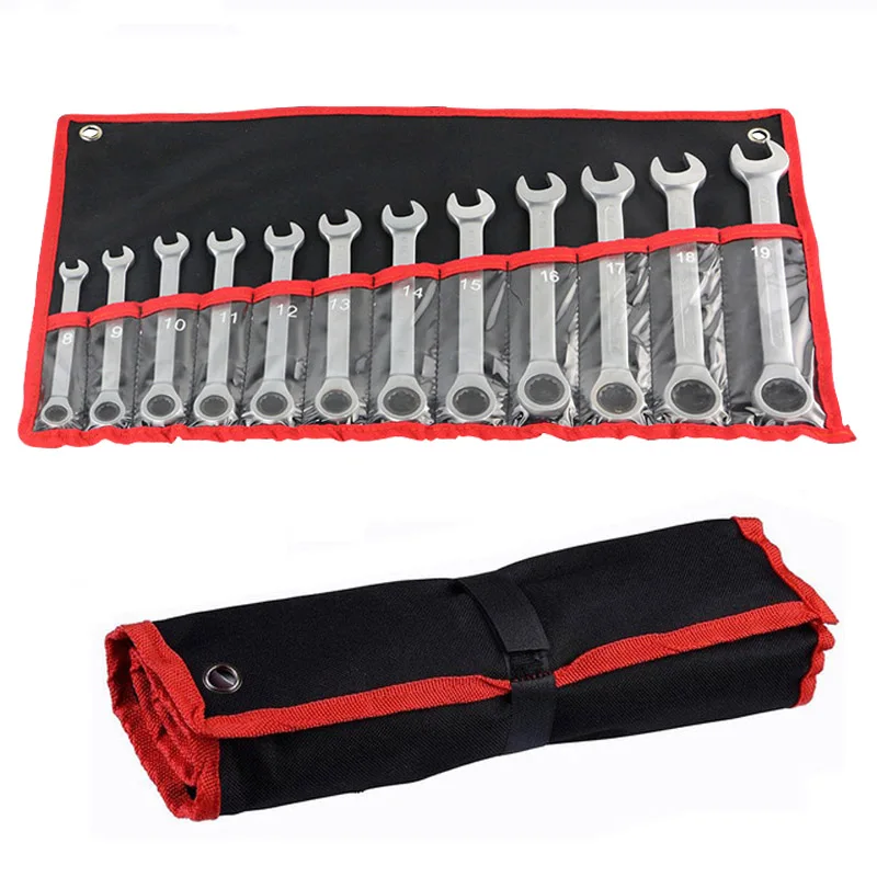 Color : Silver Without Socket Wrench Mechanic Tool Set 12pc The Key Ratchet Spanners Combination Wrenches Set of Auto Repair Hand Tool for Cars Kit D6105