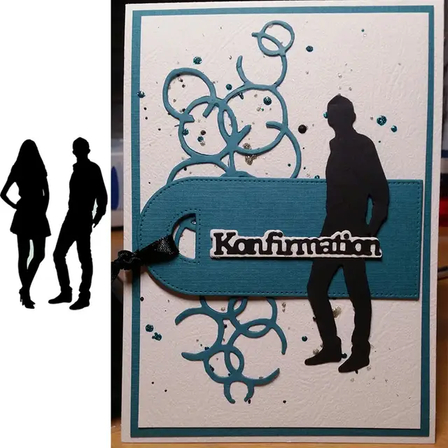 Human Figure Shadow Metal Cutting Dies For Scrapbooking Boy Girl