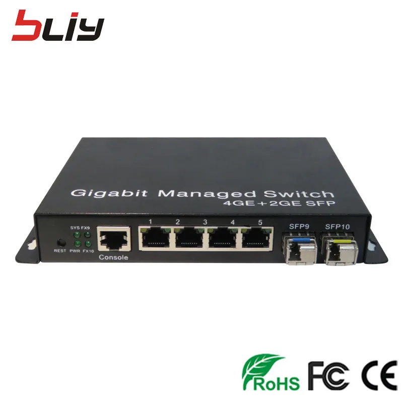 Bliy smart switch managment маленький настольный управляемым media converter с 2 sfp порт и 4 Ethernet порты Ethernet FTTH