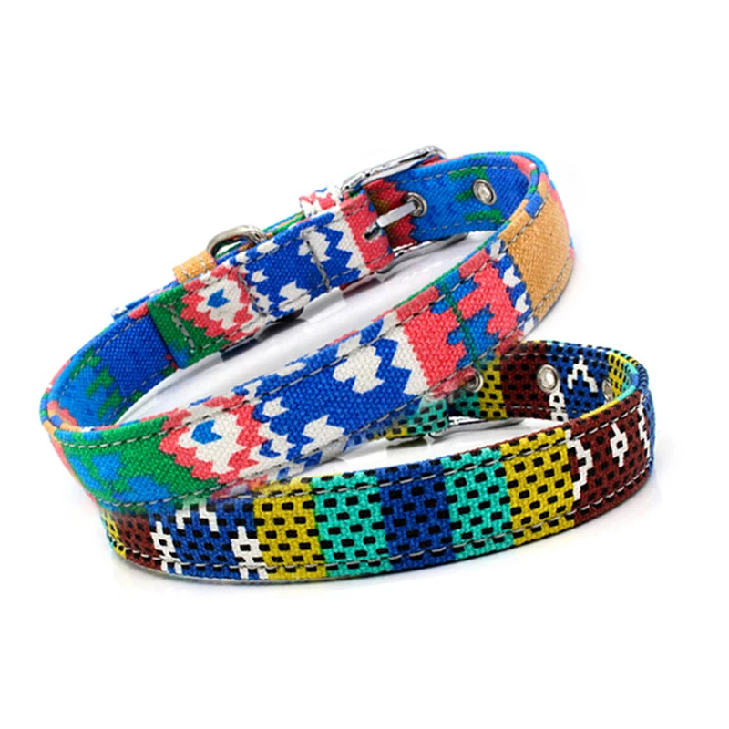 1pc High Quality Personalized Nylon Pet Dog Collars Printed Puppy Collars For Medium Large Dogs