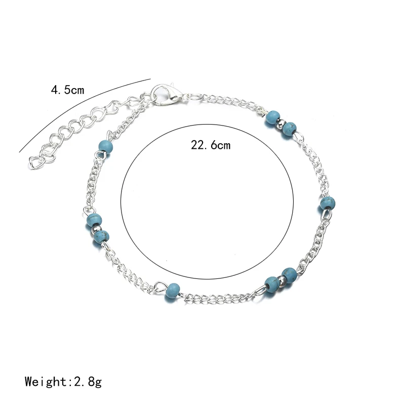 NS235 1 шт. уникальные простые бусины серебристого цвета цепь ножной браслет для женщин сувенир лодыжки браслет на ногу летние пляжные украшения