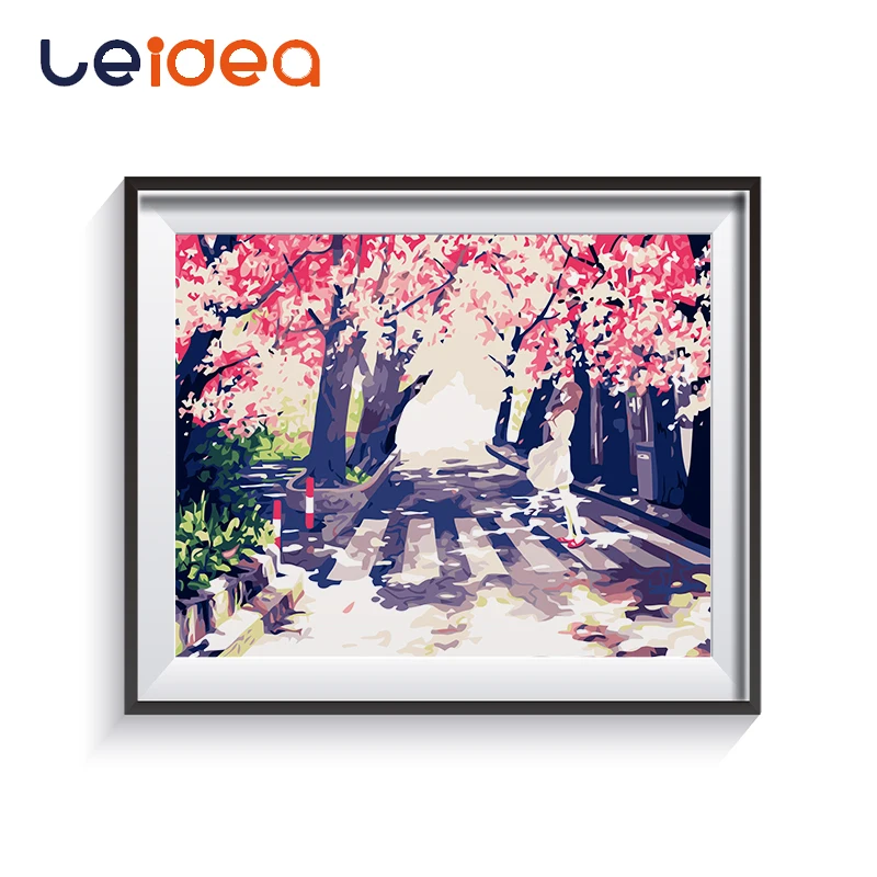 

Paint By Number Girl Under Japanese Style Cherry Blossom Window Pictures Canvas Painting Living Room Wall Art Home Decor