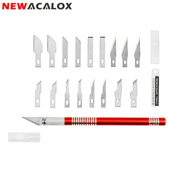 

NEWACALOX 19PCS Precision Hobby Knife Stainless Steel Blades for Arts Crafts DIY PCB Repair Leather Films Wood working Pen