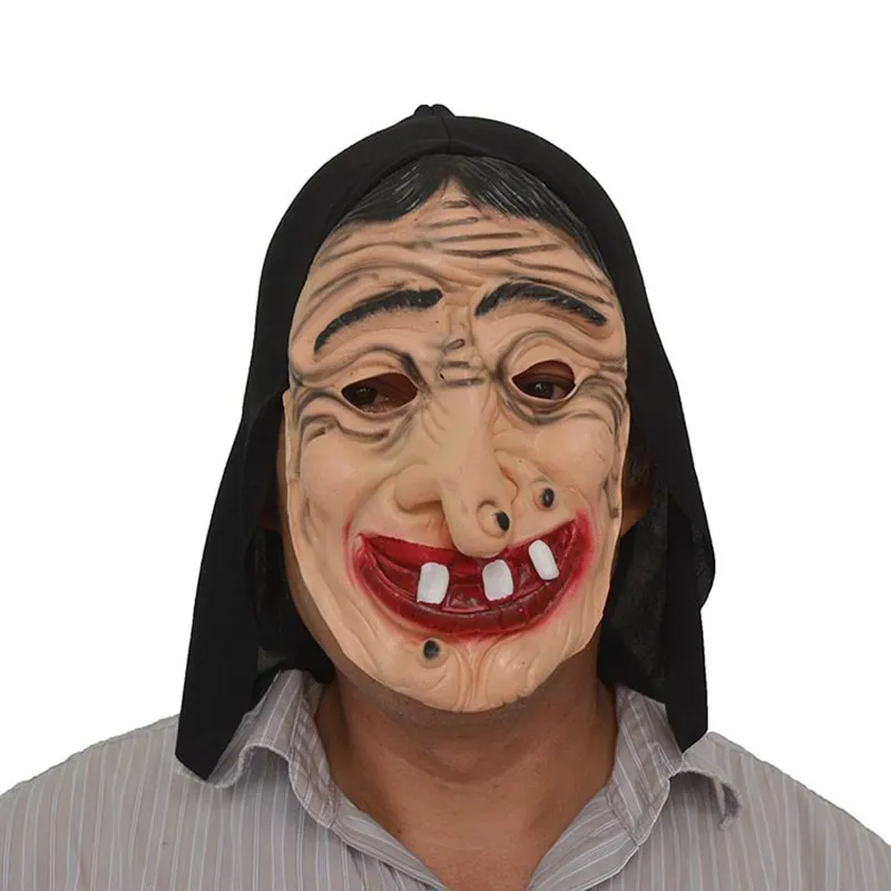 Halloween Adult Old Witch Scary Mask Realistic Latex Masks Creepy Fancy ...