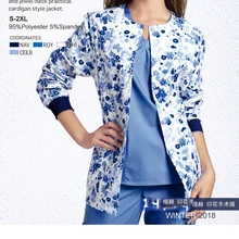 Осень Зима Meidcal печатных Скраб Топы корректирующие куртка зубная клиника красота салон Pet Doctor Больницы Открытый куртки одежда Лаб