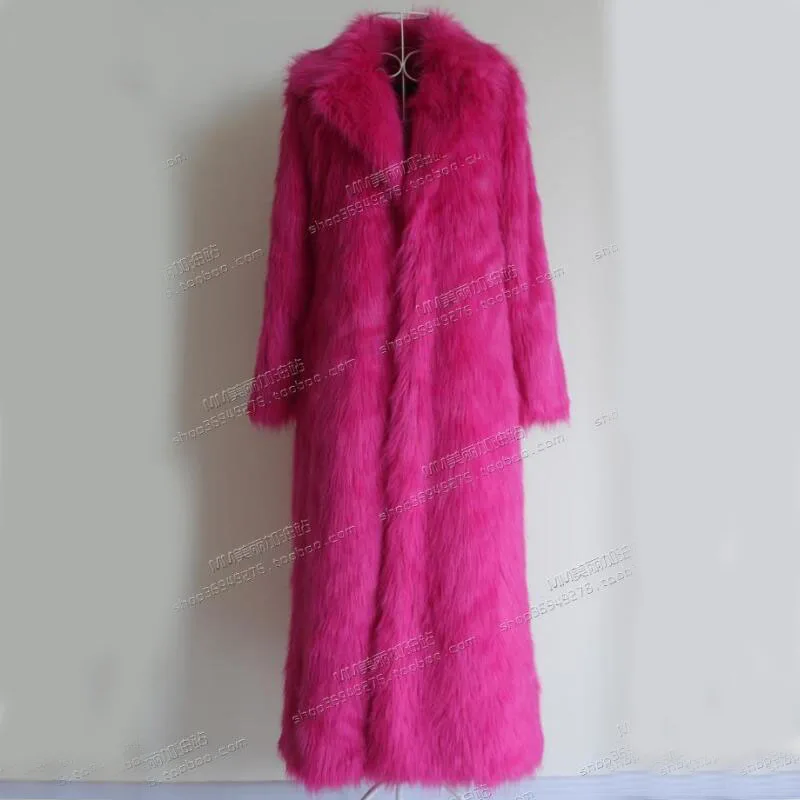 Новинка, зимняя женская удлиненная шуба из искусственного лисьего меха, модное роскошное удлиненное тонкое теплое меховое пальто с отворотом, 4 цвета, большие размеры S~ 2XL