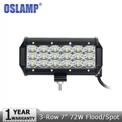 Oslamp 72 W 7 "3-строка светодиодный свет работы 1 pc Spot/луч Светодиодная панель для внедорожников вождения Работа лампы для 12 V 24 V грузовик ATV