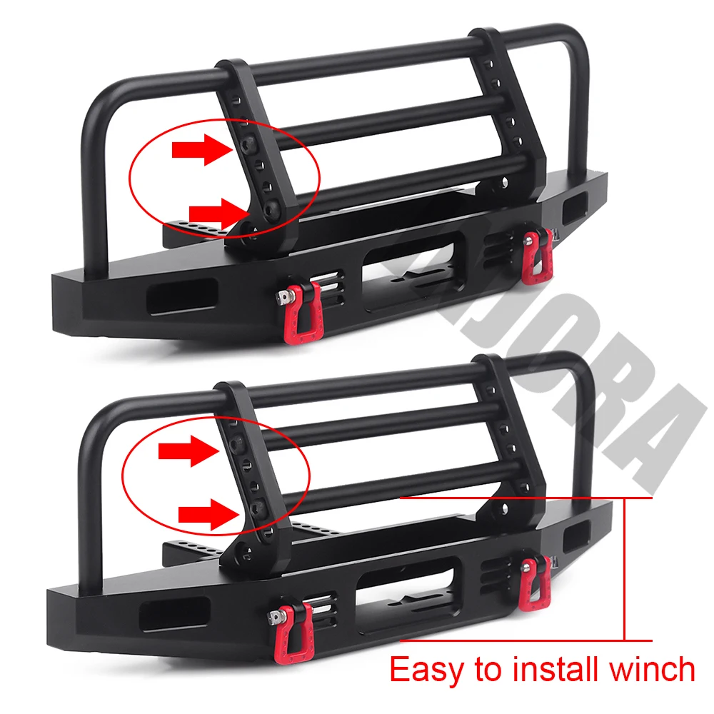 INJORA Adjustable Metal Front Bumper for 1/10 RC Crawler Traxxas <br />TRX4 Defender Axial SCX10 SCX10 II 90046 90047-in Parts