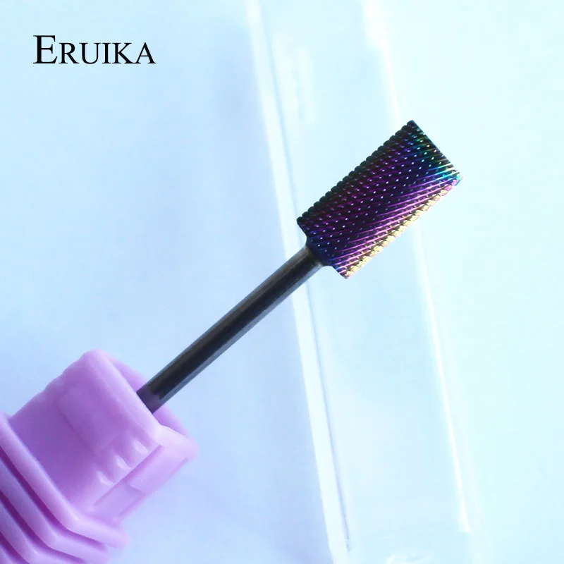 ERUIKA твердосплавное сверло для дизайна ногтей радужного цвета, фреза для ногтей, электрическая дрель для маникюра, аксессуары для ногтей, инструменты