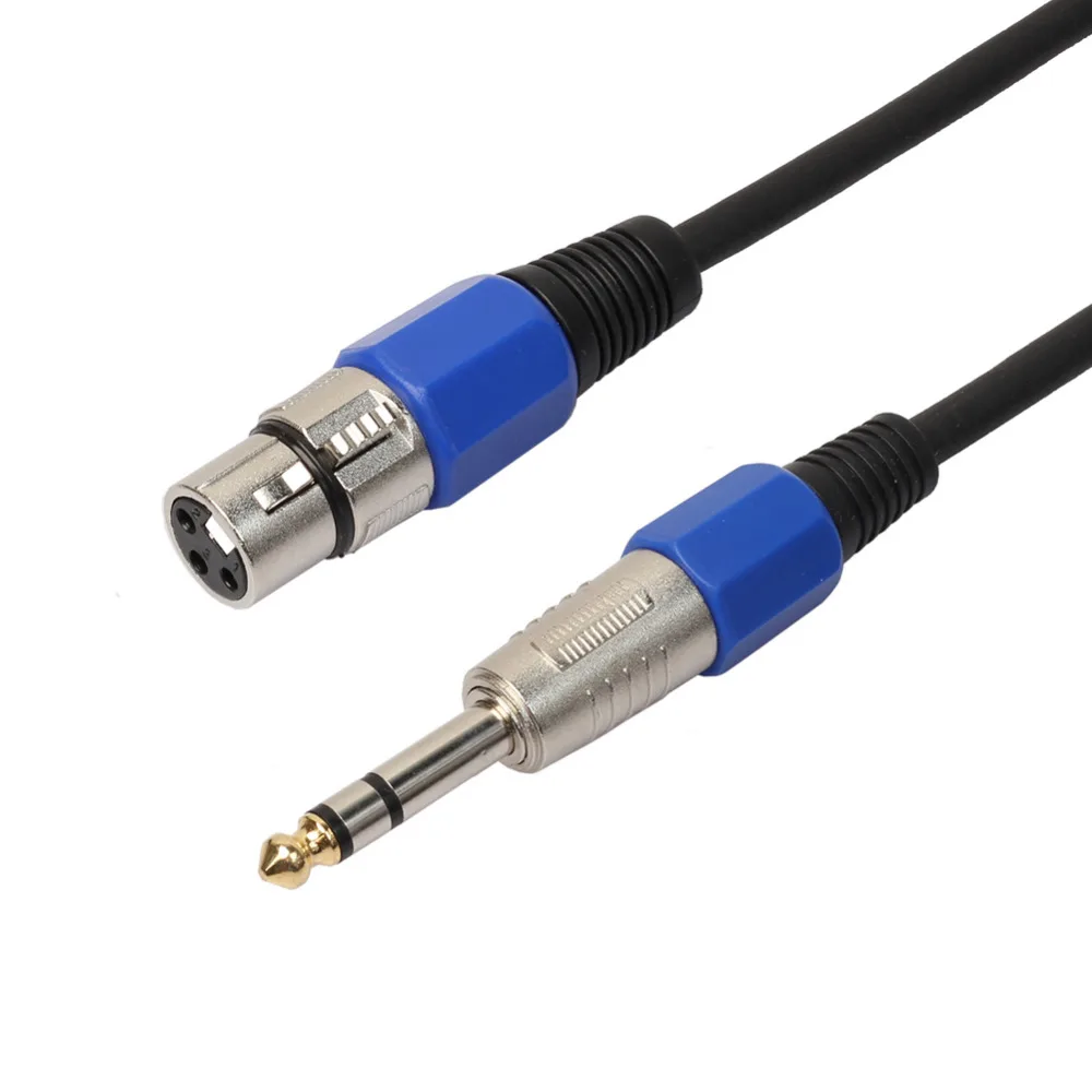 Высококачественный серебристый 3 контактный Переходник XLR мама к 1/4 &quot6 35 мм