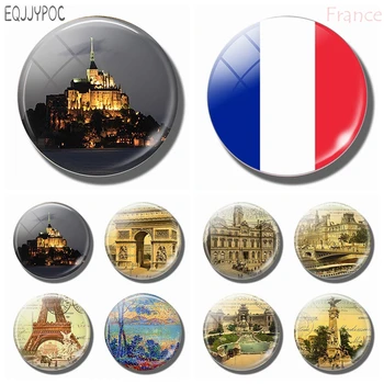 

Travel France Souvenir 30MM Glass Fridge Magnet Mont Saint Michel Abbey Provence Arc De Triomphe Refrigerator Magnetic Decor