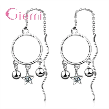 

Ladies Holiday Essentials Bohemian Style Round Pendant Bell Earring 925 Sterling Silver Girl Jewelry to Attend Occasions