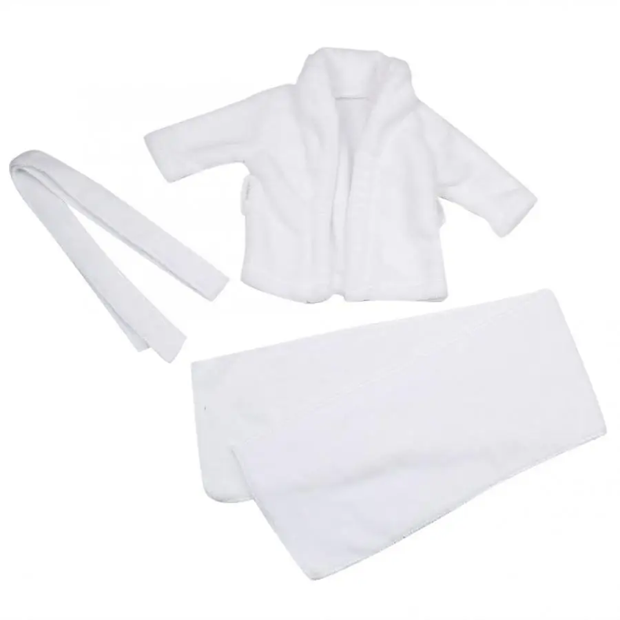 Белый детский реквизит для фотосъемки банный халат+ полотенце для фотосъемки новорожденных Фото Костюм