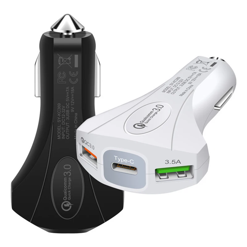 

40W Car charger Dual USB Quick Charge QC 3.0 + Type-C PD Fast Charger Mobile Phone Quick Charger Car-Charger For iPhone Samsung