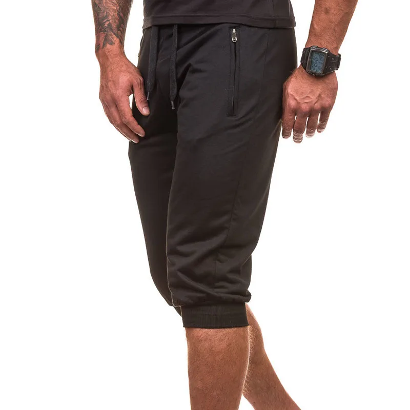 High quality 2019 Summer new men's Solid color close beam feet elastic Wait casual Joggers shorts men streetwear sweatpants
