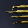 High Precision Eyelash Tweezer Golden Stainless Steel Vetus Tweezer Non-magnetic Volume Eyelashes Extension Makeup Tools 5