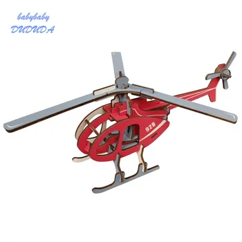 

DIY Wooden Assembly Aircraft Model Blocks Helicopter Fighter Educational Toys 3D Jigsaw Handicraft Building Toys For Boy