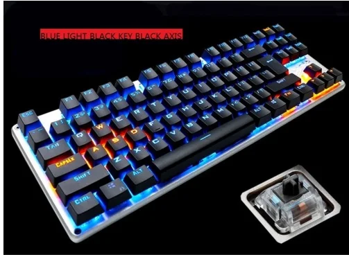 Lingbao игровая механическая клавиатура 87 ключ синий черный переключатель Радуга с