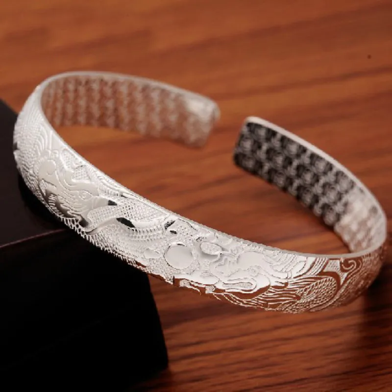 

Animal Dragon Chinese Style Bracelet Bangle for Wedding Women Wear Fashion Antique Bangles Cuff Open Adjustable for Girl Gift