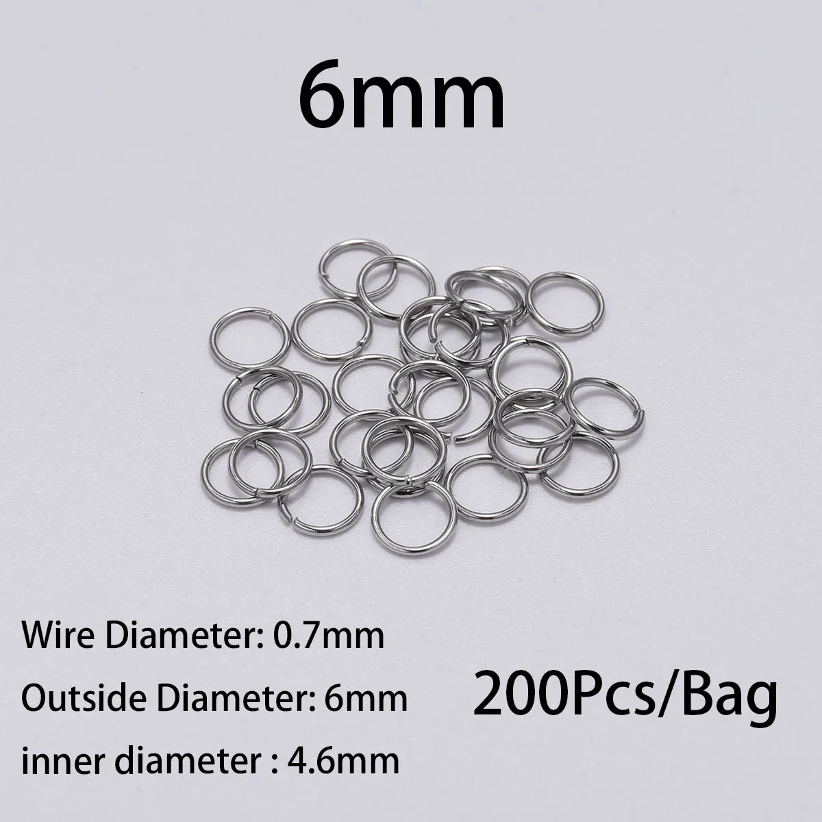 200pcs/Lot 4 5 6 8 10mm Stainless Steel Open Jump Rings Split Rings Connector For jewelry making Findings Accessories Supplies