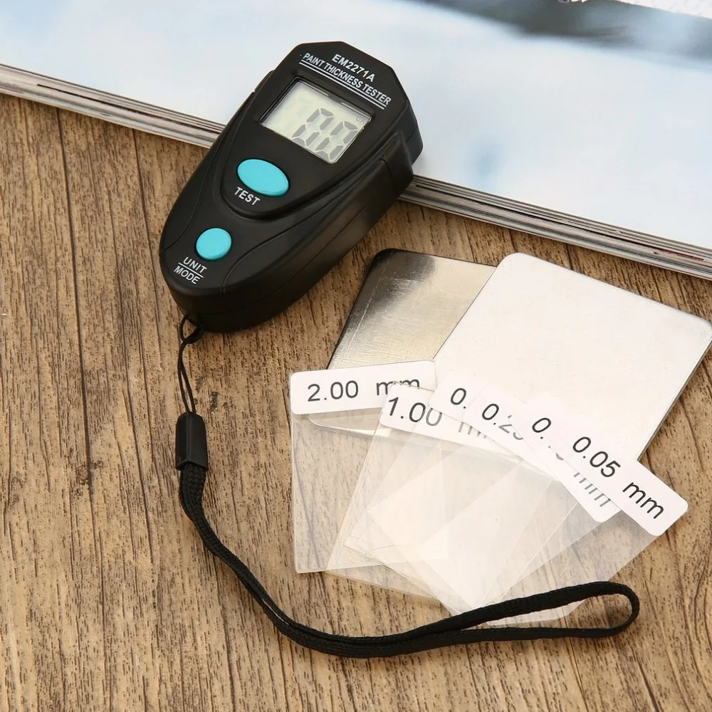 

EM2271A Thickness Gauge Car Paint Thinner Paint Thickness Tester LCD Display Digital Coating Meter Fe/NFe Automotive Data Hold