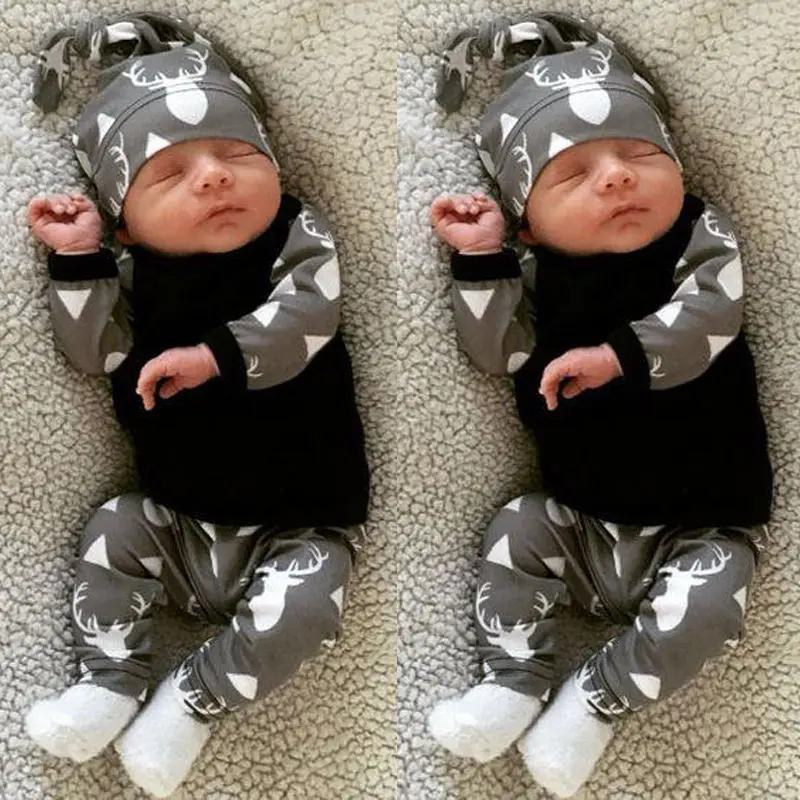 

Fashion Baby Boy Clothing Set 3pcs Suits Infant Bodysuit Pants Cotton Long Sleeve Winter Newborn Baby Boys Clothes Sets
