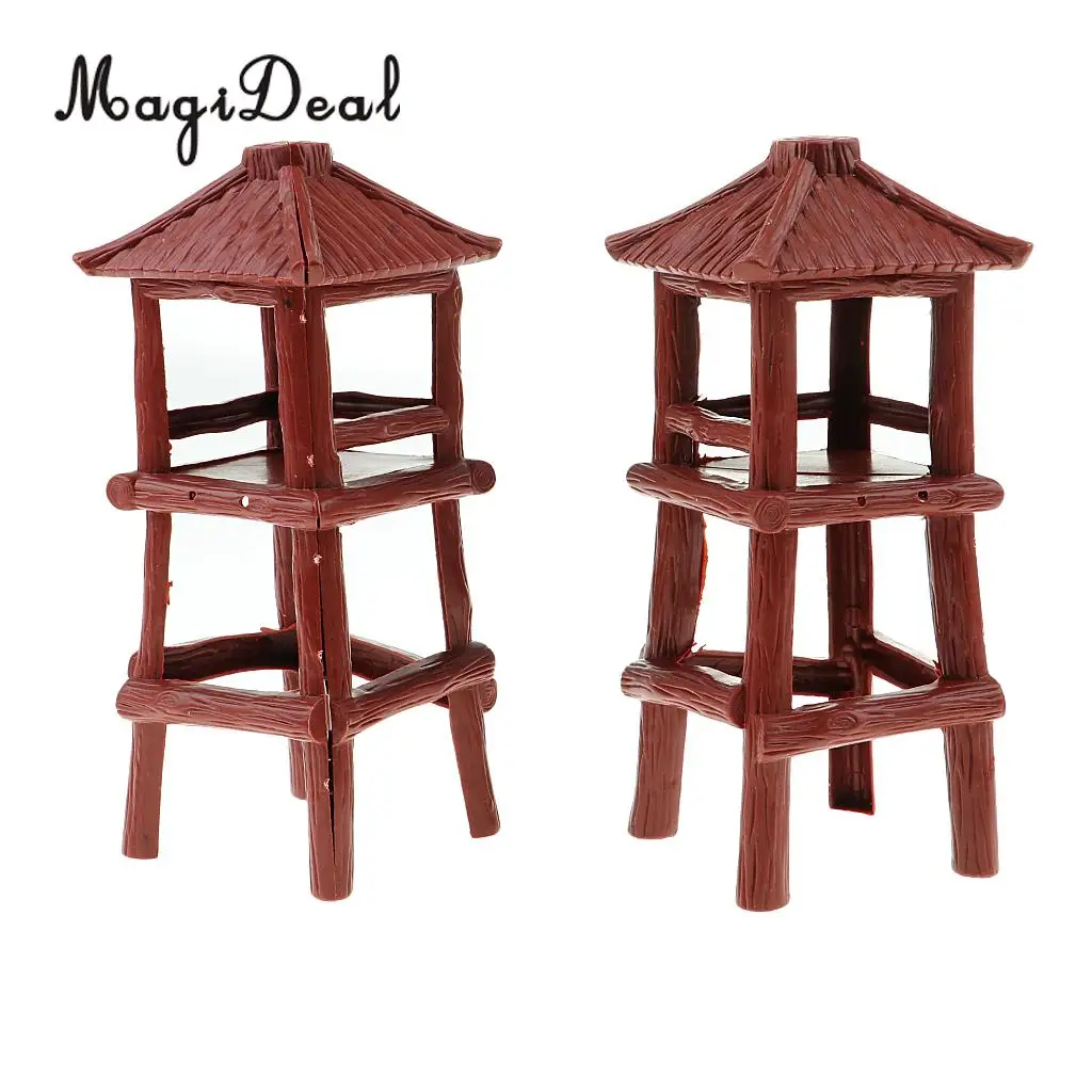 MagiDeal 2 Pieces Military Watch Tower 18.5cm Height Model Soldier Army Men Accessory for Wargame Scenery Building Toy