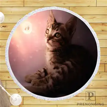 

Custom DIY Customized Microfiber Fabric Magical_animals_Cats_ Round Beach Blanket Towel Printed on Demand 150cm #19-01-28-1-10