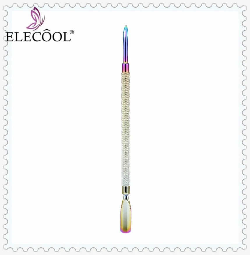 ELECOOL 1 шт. двойная головка из нержавеющей стали красочная кутикула для ногтей ложка-толкатель средство для снятия маникюра, педикюра инструмент для ухода за ногтями шпатель