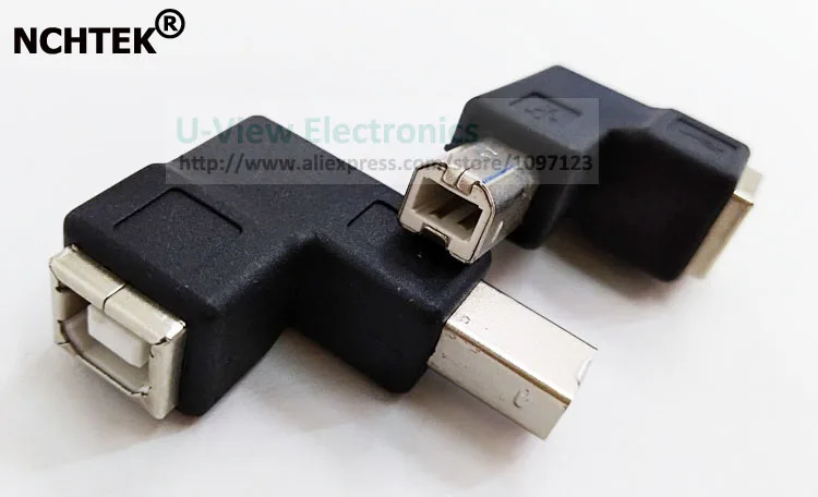

NCHTEK 90 Degree USB 2.0 B Type Male to Female Extension Adapter For Printer Scanner Hard Disk/Free DHL Shipping/100PCS