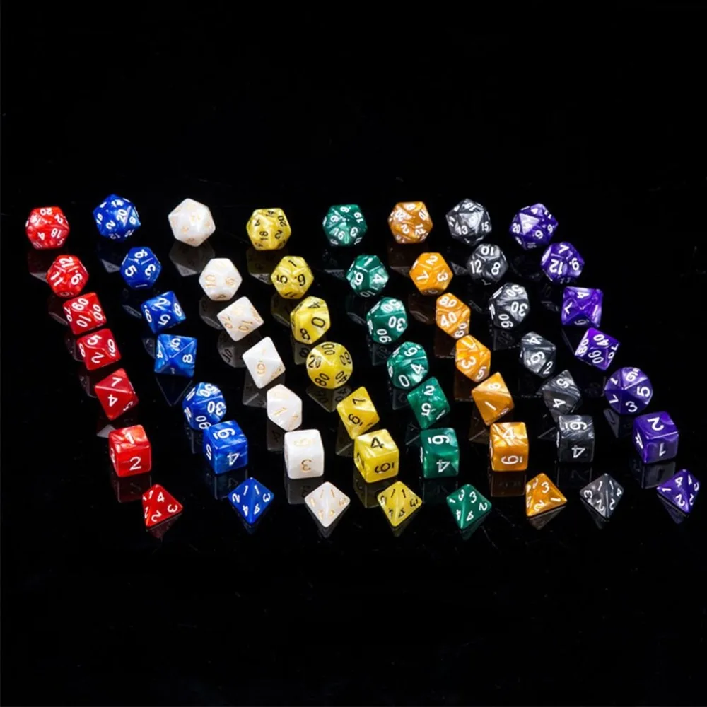 

7PCS/SET Multicolor Acrylic Multifaceted Stereo Dice D & D Digital Dice Tabletop Dice Set Board Game Accessories
