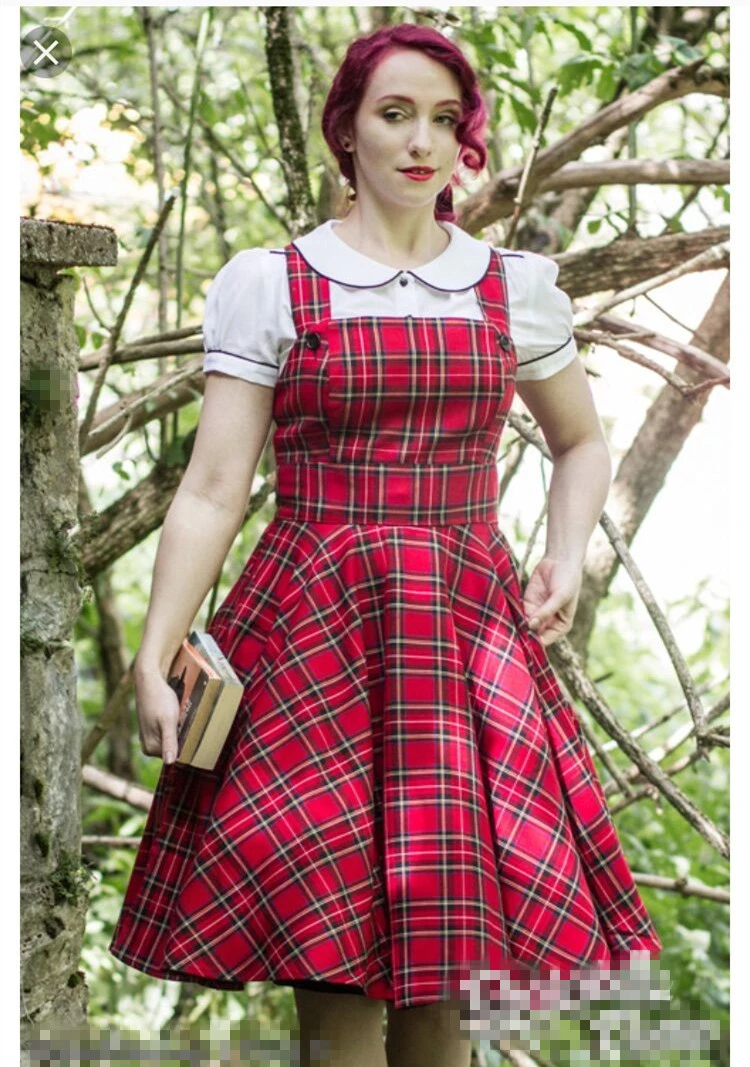 Afspraak geld Voorzieningen 40- Women Vintage 50s Tartan Swing Pinafore Dress In Red Pinup Vestidos  Plus Size Rockabilly Jurken - Dresses - AliExpress