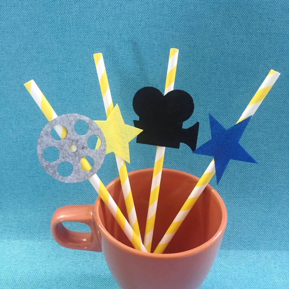 

10 pcs Hollywood Movie Party Paper Straws Decoration Supplies Toys for Children Party