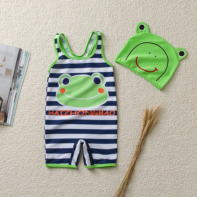 Cheap Cute Cartoon Frog Modeling Swimsuit For Boys 2018 Children's Short Sleeved Short Pants Sunscreen Swimwear And Swimming Cap Cheap Cute Cartoon Frog Modeling Swimsuit For Boys 2018 Children's Short Sleeved Short Pants Sunscreen Swimwear And Swimming Cap