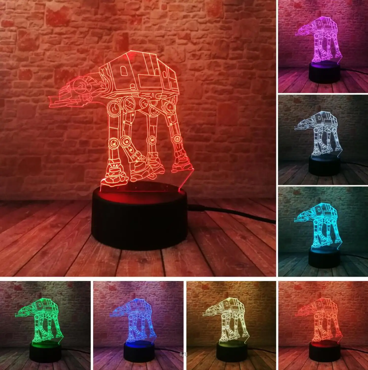 Рождественские Подарки Звездные войны трек Tie Fighter Veilleuse черный рыцарь Смарт 3D лампа для мальчиков Спальня светодиодный RGB ночные огни игрушка для декора дома - Испускаемый цвет: Style 2