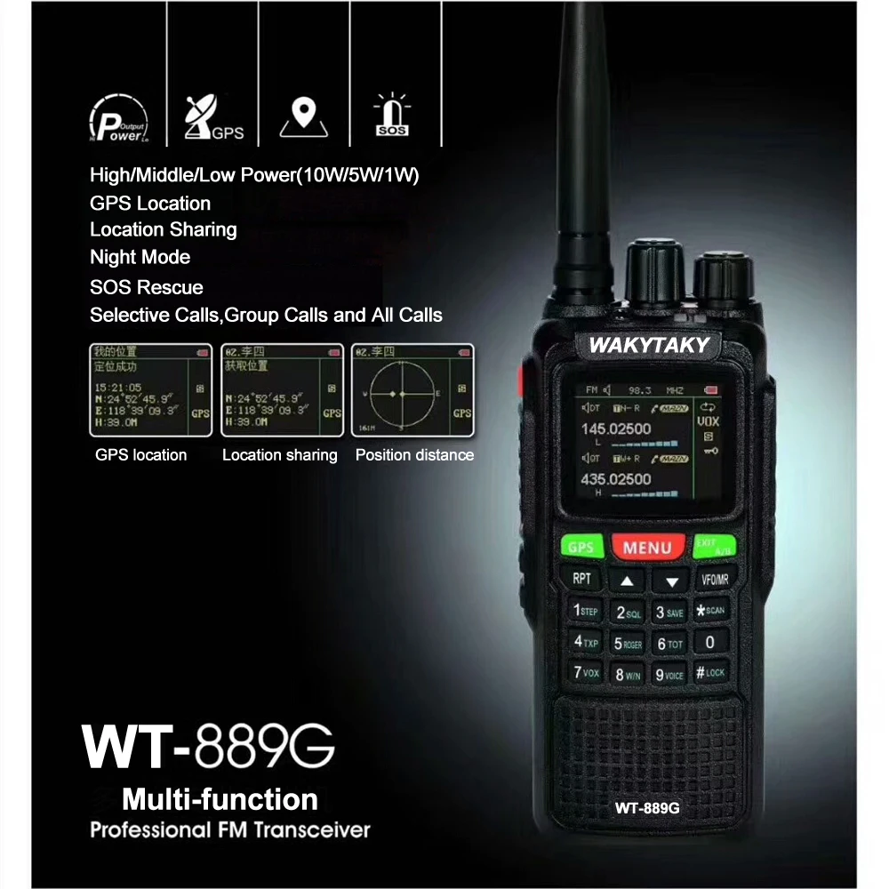Gps двухстороннее радио Dual Band Long Distance двухканальные рации 10 км Вт 999CH 3000 мАч