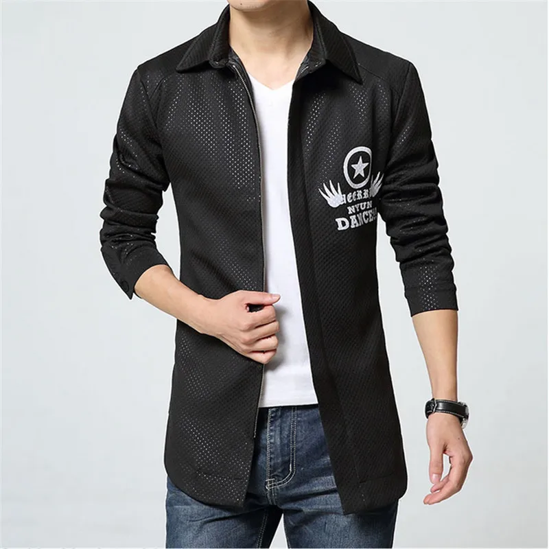 Для мужчин средней длины Тренч в Корейском стиле Демисезонный Slim Fit непромокаемое пальто Бизнес хлопковые свободные модные пальто F1867