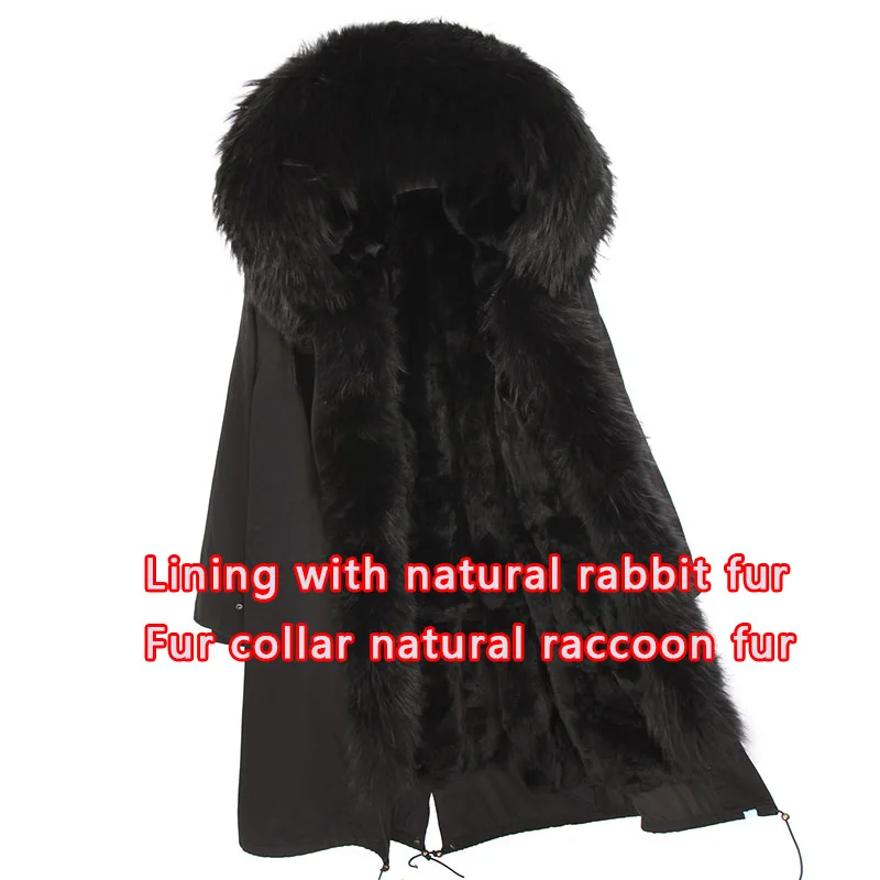 Maomaokong роскошное модное зимнее пальто для девочек с воротником из натурального Лисьего меха, пальто с подкладкой из меха енота, куртка в стиле милитари - Цвет: FC2-24