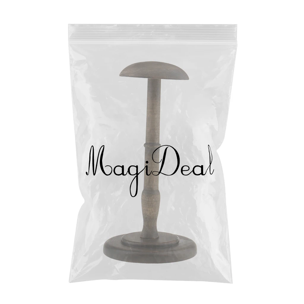 13inch Height Vintage Style Wood Wooden Freestanding Hat Rack / Cap / Wig / Helmet Holder Display Stand with Round Base	