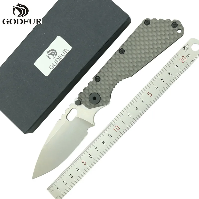 

GODFUR SMF Folding Tools Knife D2 blade titanium alloy Bump handle Copper washer kitchen outdoors camping utility fruit Knives
