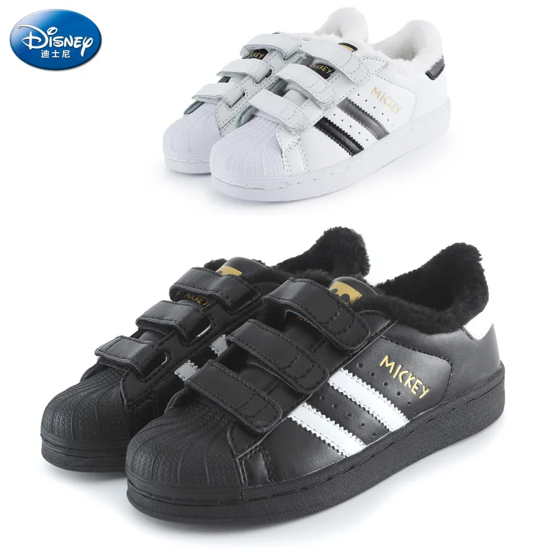 

2018 Disney children's shell sneakers winter new boys outdoor non-slip warm plus velvet girls casual shoes eu size 24-35