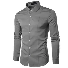 Мода весна осень чистый цвет camisa social masculina молодой мужской деловой длинный рукав рубашка тонкая Досуг белая рубашка