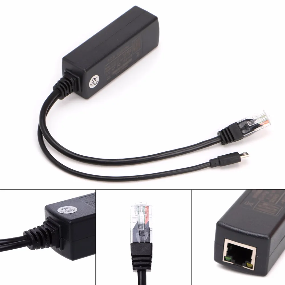 Мощность через Ethernet 48В до 5В 2.4A активный сплиттер POE Micro USB разъем Y кабель L059 Новый