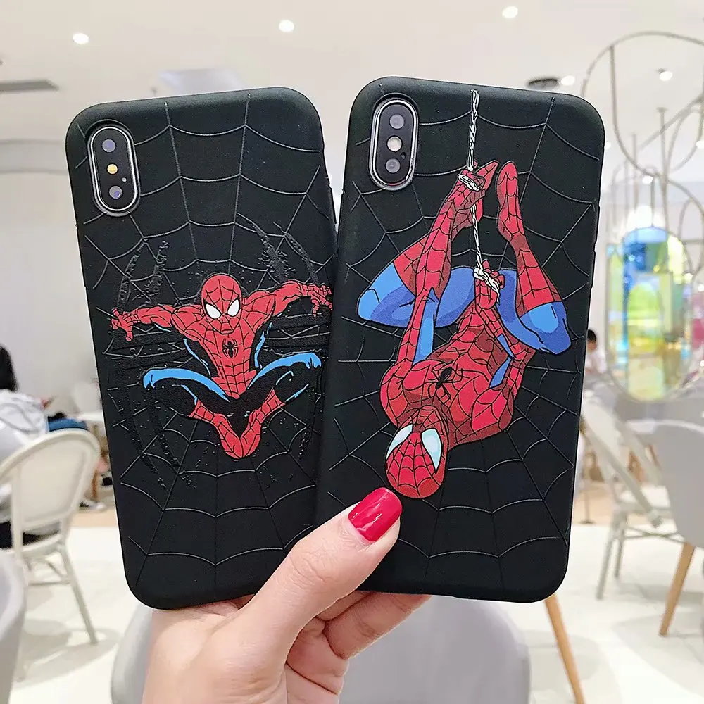 

Phone Bags For iphone X 6 6s 7 8 plus Spiderman Case Cover Silicone soft Fundas For iphone XS MAX XR coque