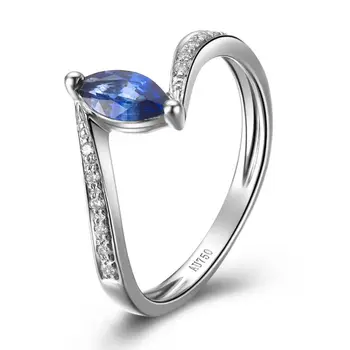 

Classic Design !GVBORI Natural Sapphire ring Gemstone Diamond wedding ring Fine Jewelry Valentine Gift For Lover