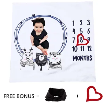 

Newborn Baby Monthly Growth Number Milestone Blanket Background Cloth Girls Boy Commemorate Rug Photography Props